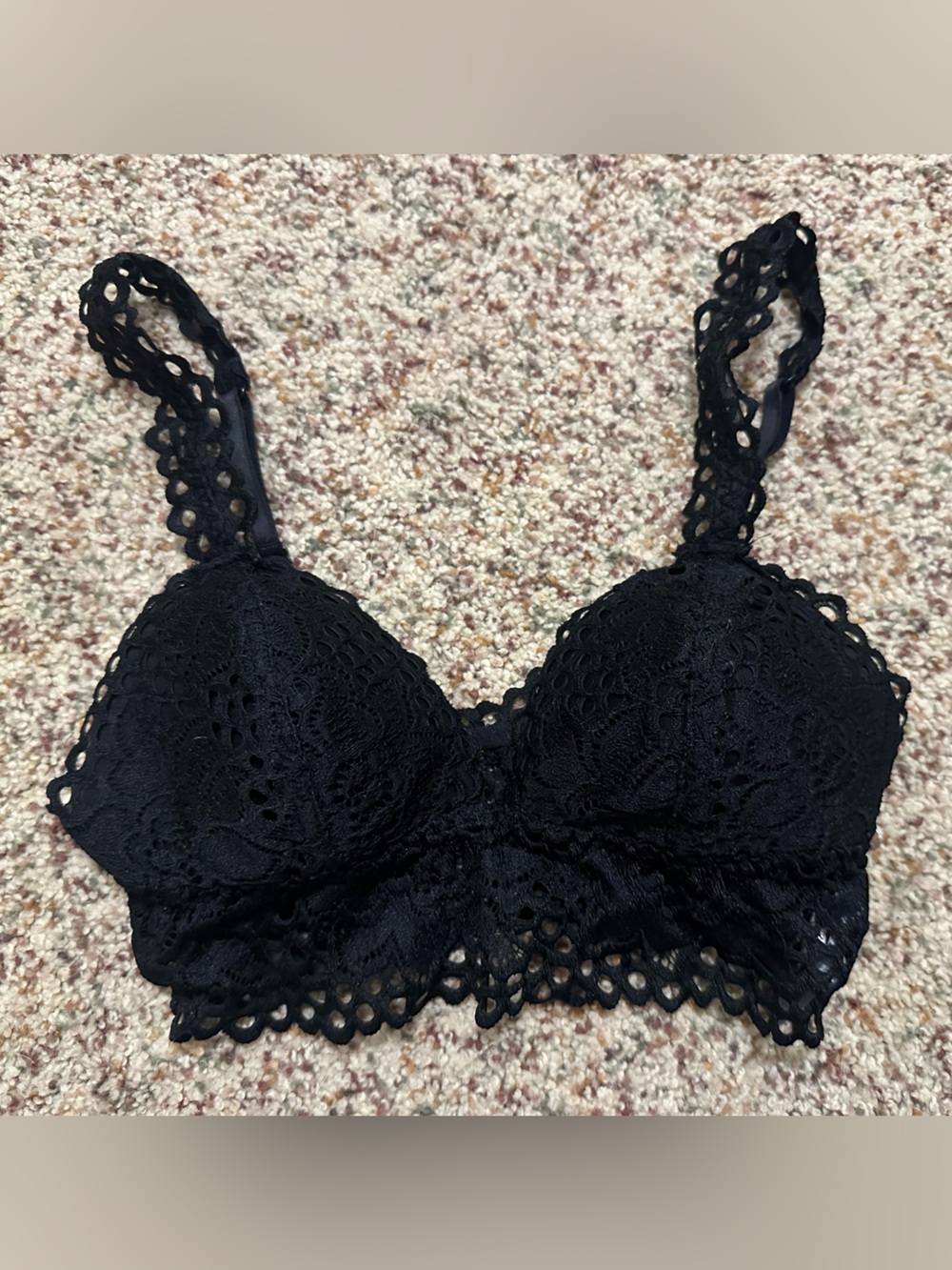 aerie Black Lace Bralette with Scalloped Trim